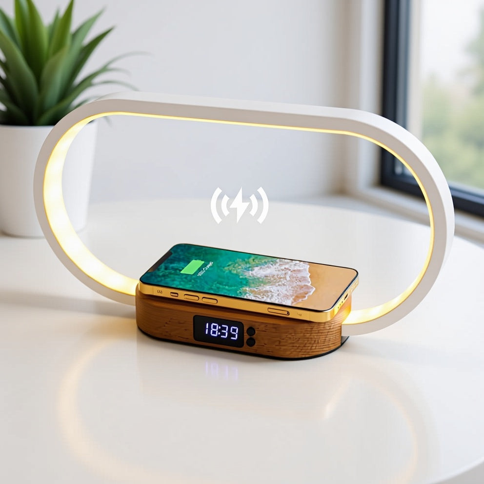 Wireless Charging Alarm Clock with Night Light & Phone Stand