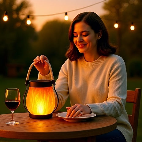 Solar Flame Lantern with Automatic Dusk to Dawn