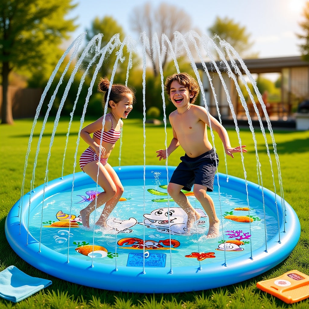 Outdoor Sprinkler Splash Pad with Adjustable Water Flow
