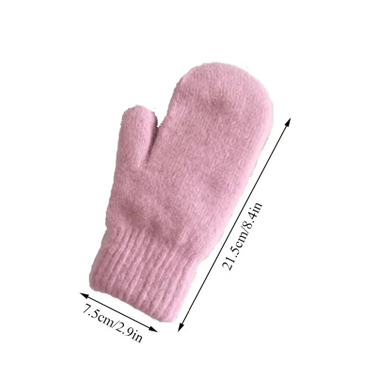 Cashmere Knit Mittens with Faux Rabbit Fur for Women