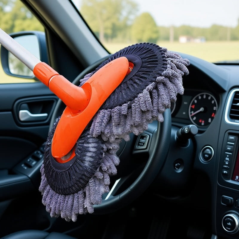 Car Wash Brush with Rotating Head for Hard-to-Reach Panels