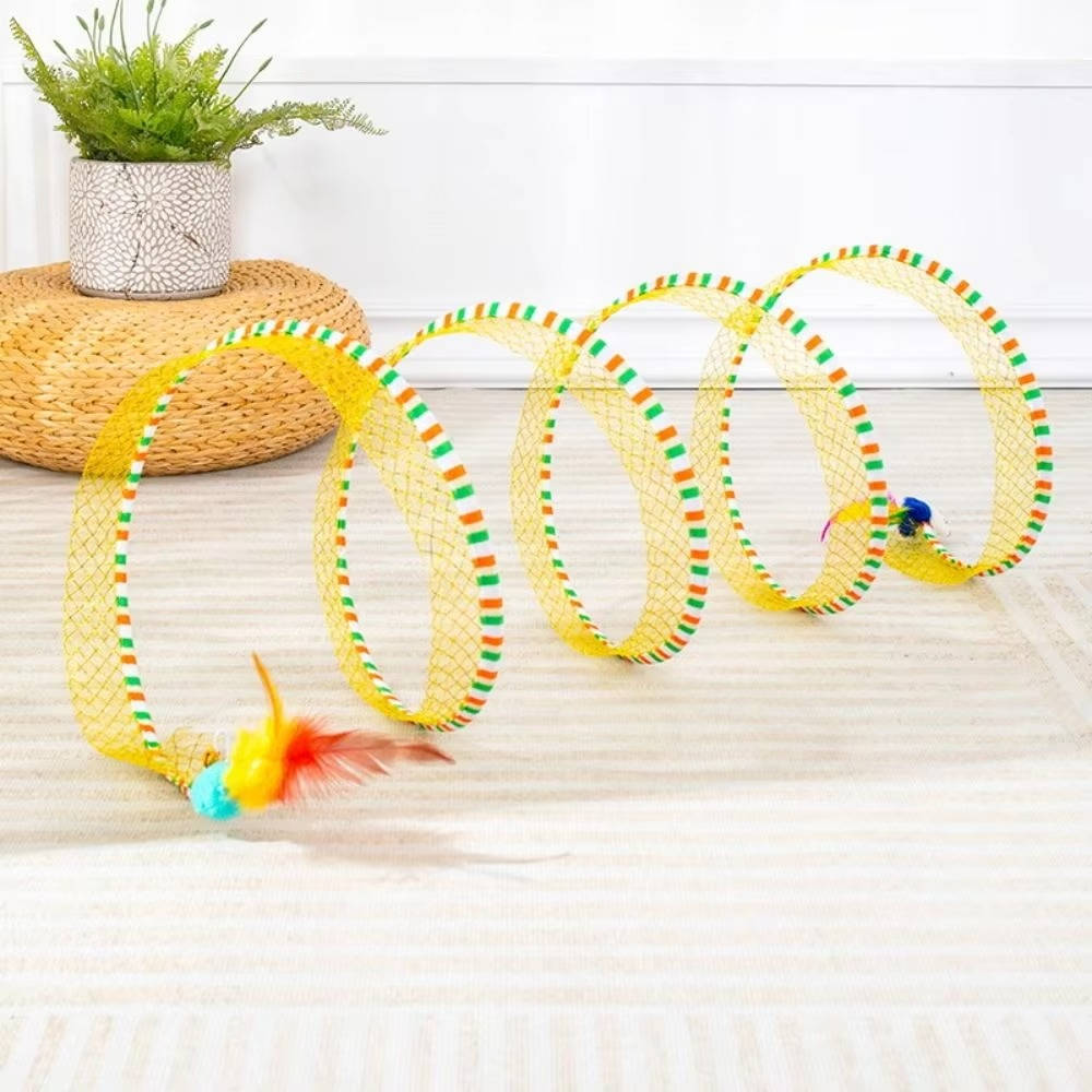Cat Hunting Toy Tunnel with Feather Bell and Toy Mouse – Fejro
