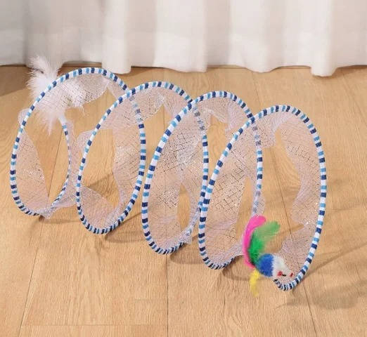 Cat Hunting Toy Tunnel with Feather Bell and Toy Mouse – Fejro