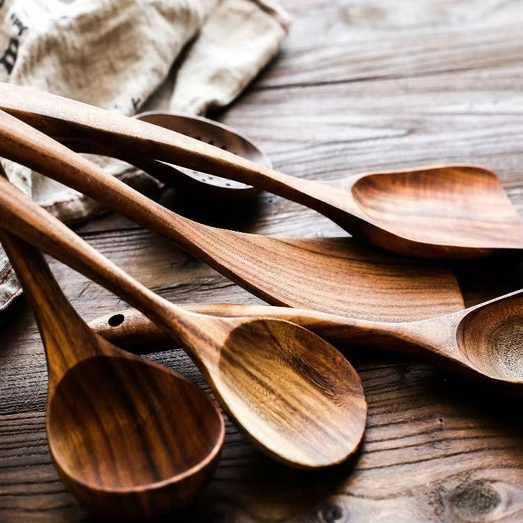 6-Piece Wooden Utensils Set for Nonstick Pans Kitchen Tools