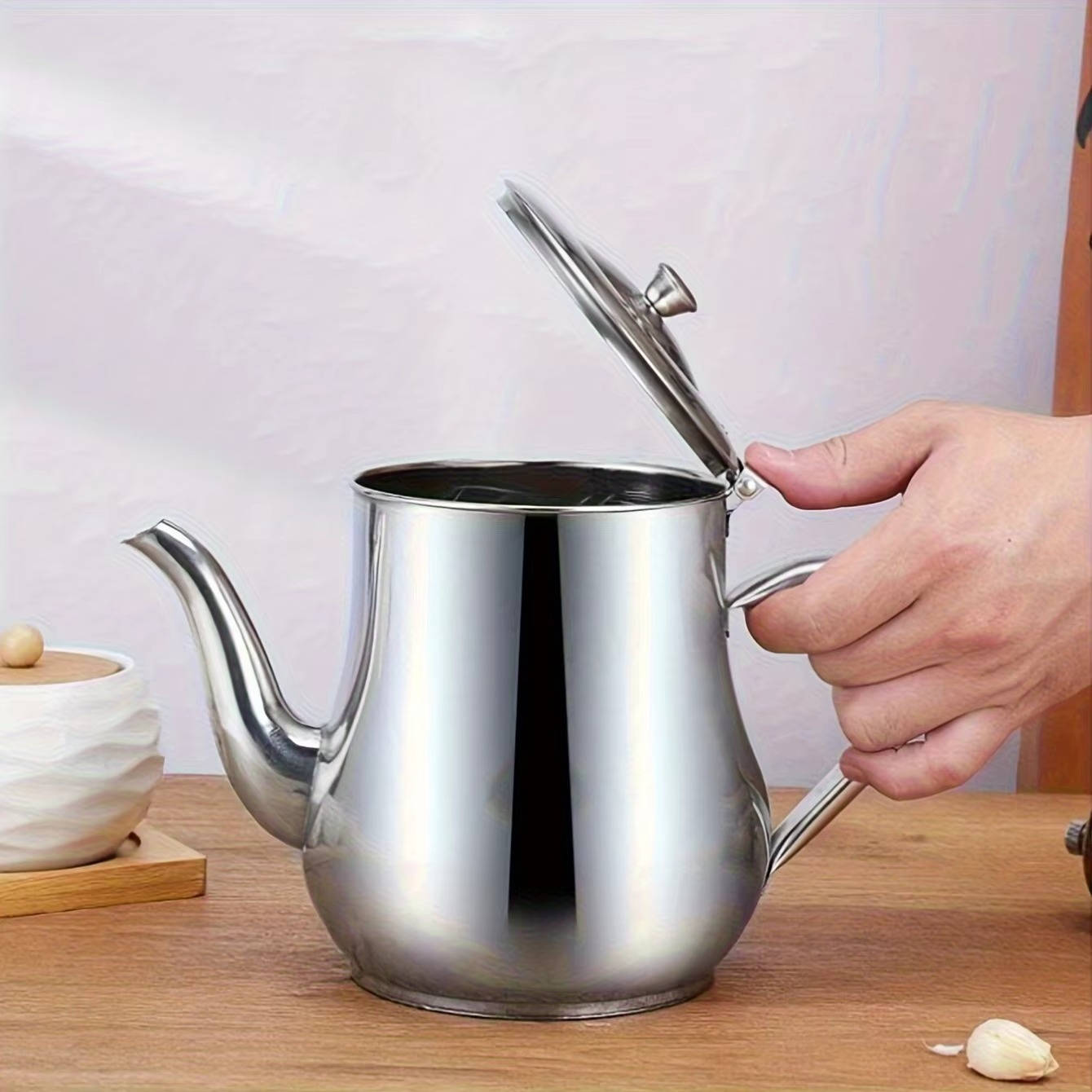 Bacon Grease Container with Built-in Strainer for Kitchen