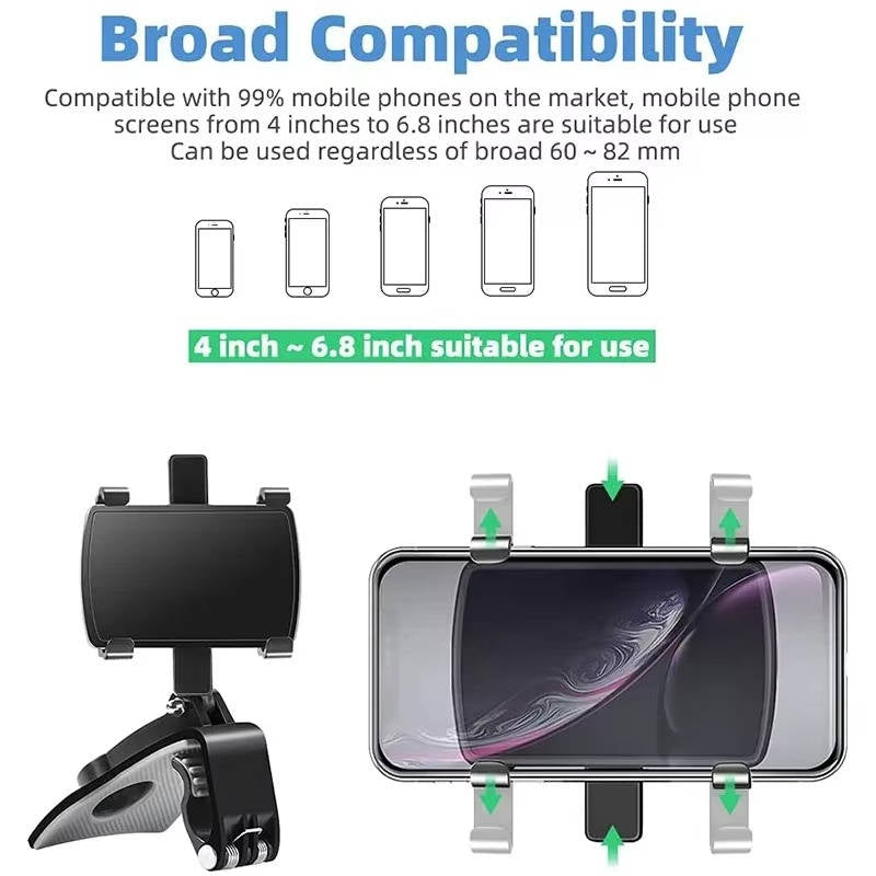 Car Phone Dashboard Holder - Adjustable Mount for GPS Navigation