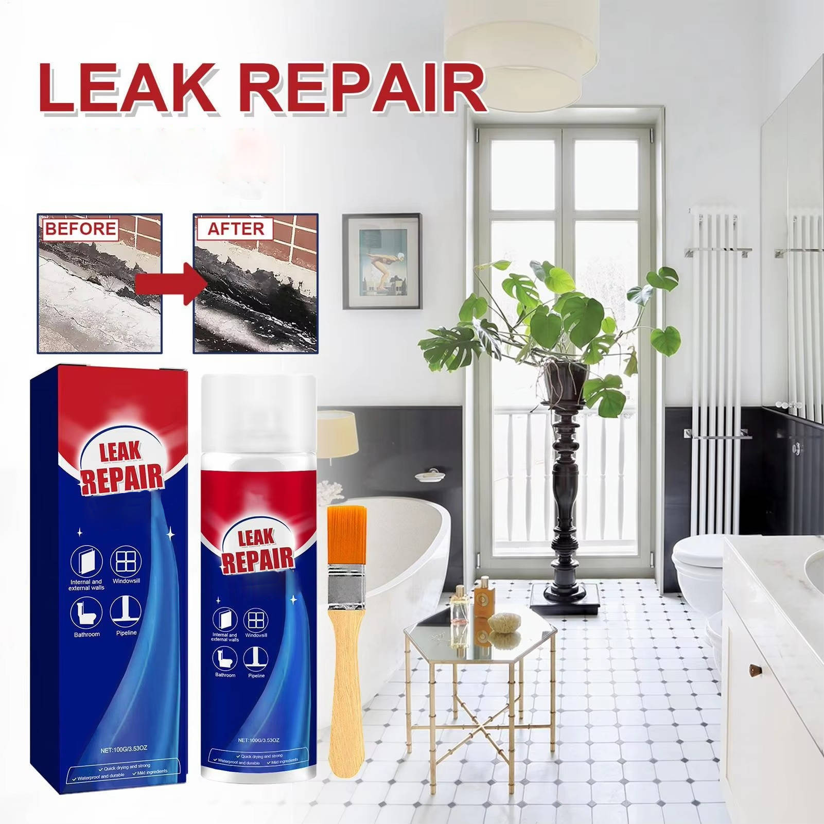 Waterproof Leak Repair Spray Sealant 2 Pack All Purpose