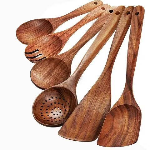 6-Piece Wooden Utensils Set for Nonstick Pans Kitchen Tools