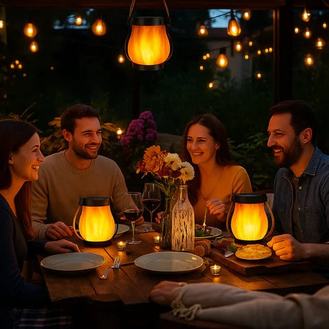 Solar Flame Lantern with Automatic Dusk to Dawn