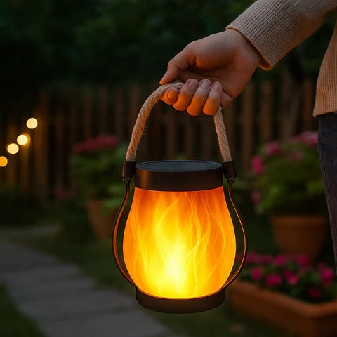 Solar Flame Lantern with Automatic Dusk to Dawn