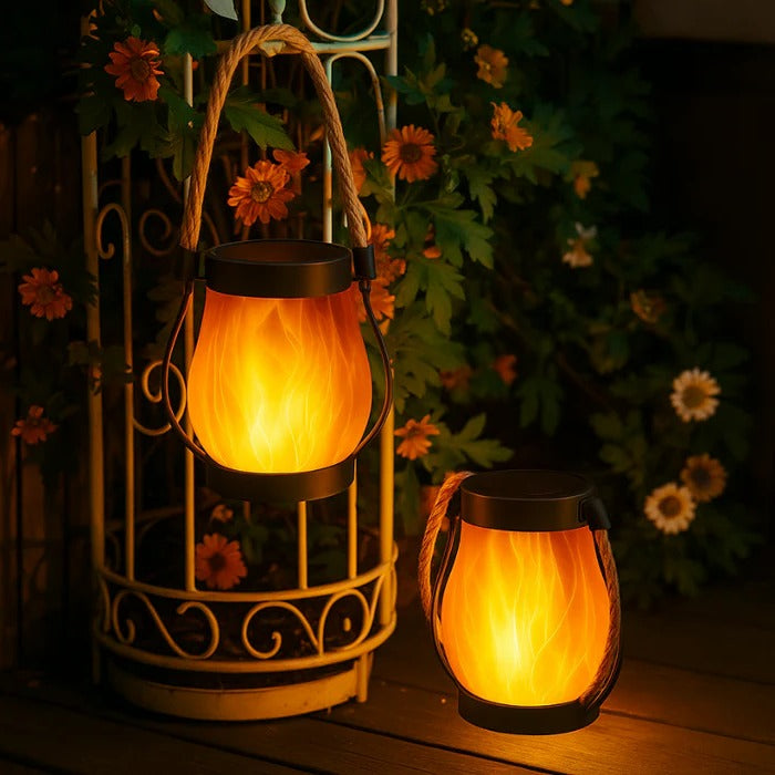 Solar Flame Lantern with Automatic Dusk to Dawn