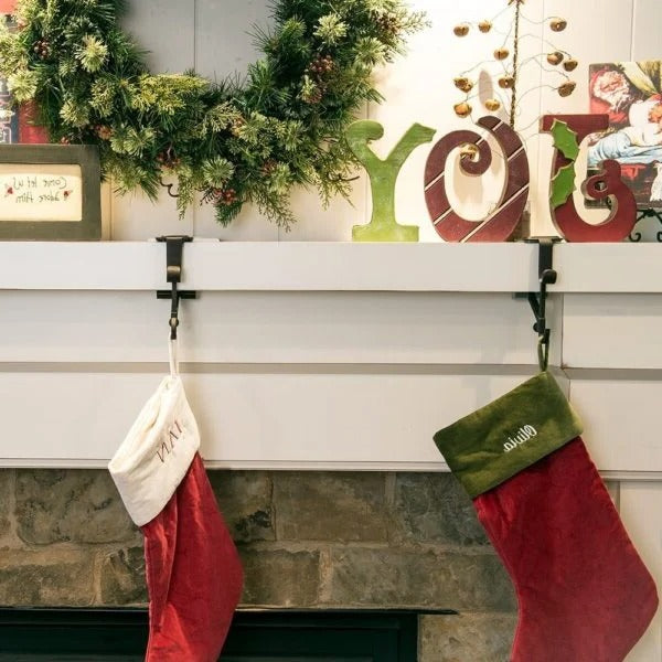 Adjustable Fireplace Stocking Hanger Set for Mantels 0.5-8.5"
