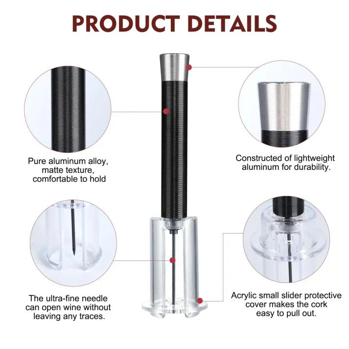 Air-Assist Wine Opener Set with Cork Extraction Needle