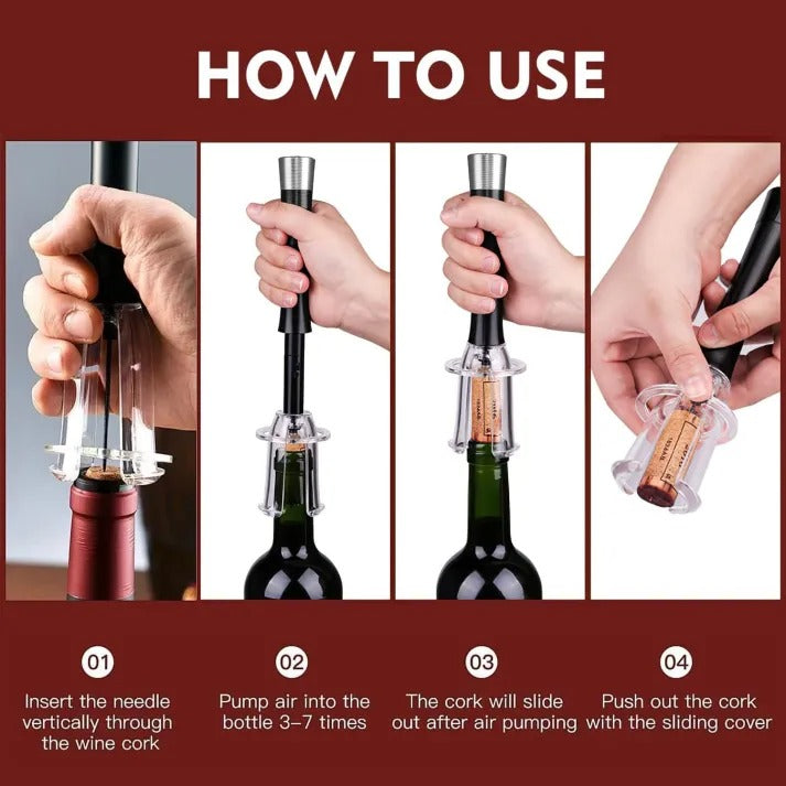 Air-Assist Wine Opener Set with Cork Extraction Needle