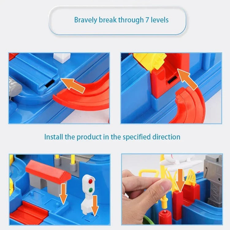 Mechanical Vehicle Track Game for Kids – Lever & Button Control