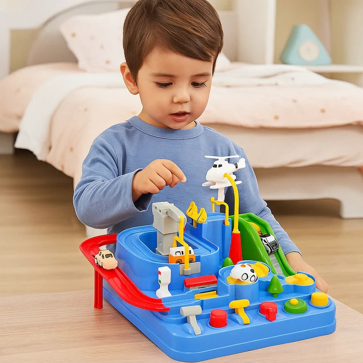 Mechanical Vehicle Track Game for Kids – Lever & Button Control