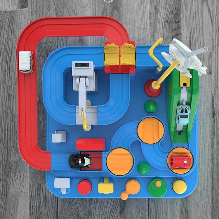 Mechanical Vehicle Track Game for Kids – Lever & Button Control
