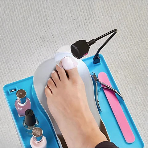 Pedicure Rest with LED Magnifier - Adjustable Foot Support Stand