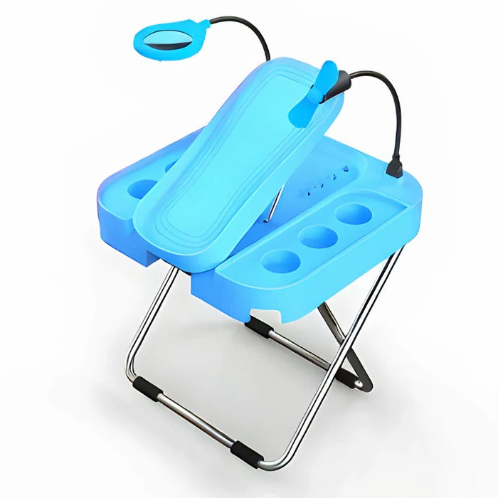 Pedicure Rest with LED Magnifier - Adjustable Foot Support Stand