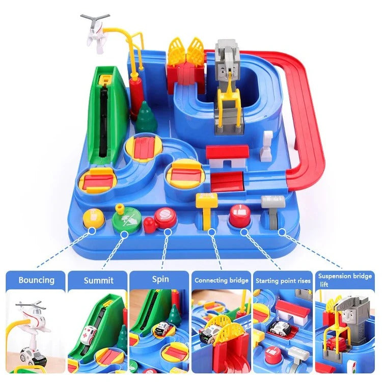 Mechanical Vehicle Track Game for Kids – Lever & Button Control