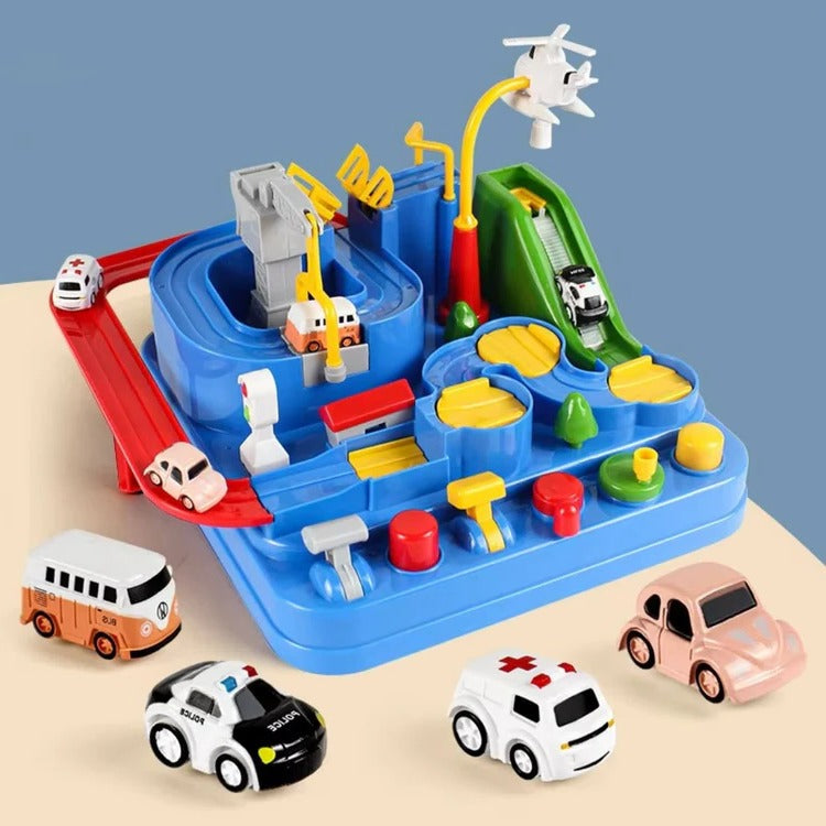 Mechanical Vehicle Track Game for Kids – Lever & Button Control
