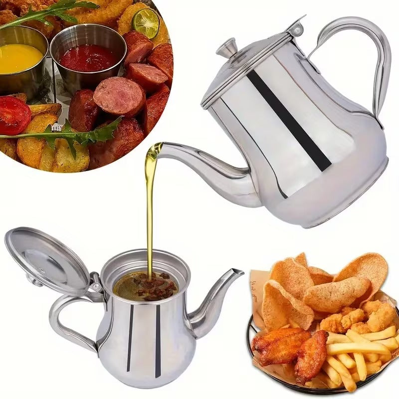 Bacon Grease Container with Built-in Strainer for Kitchen